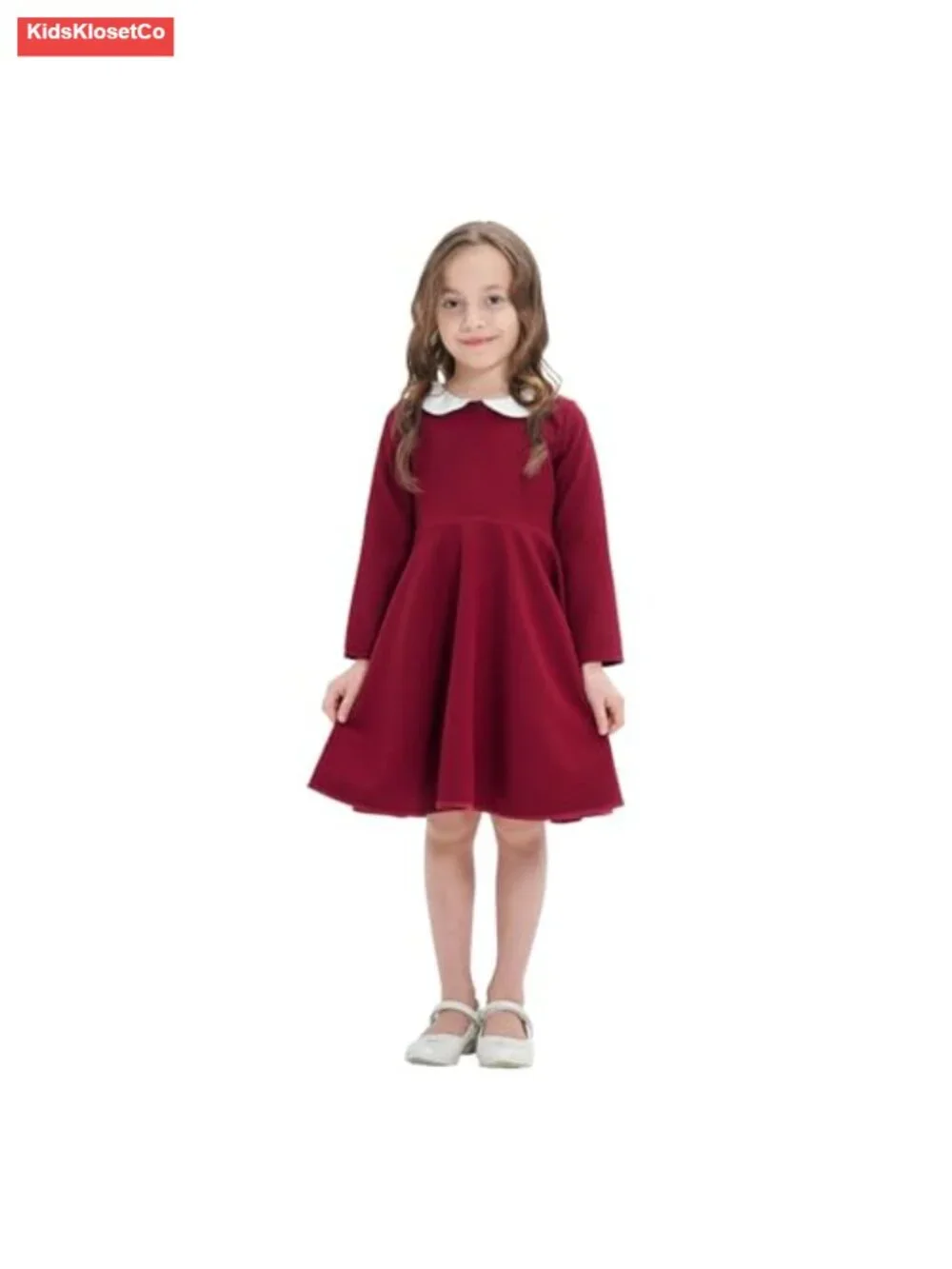 Girls Peter Pan Collar Short Sleeve Dress Vintage Flare Skater
